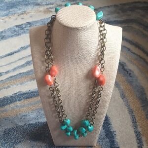 Becca Belz Long Strand Beaded Stone Necklace *RARE*🩵❤️